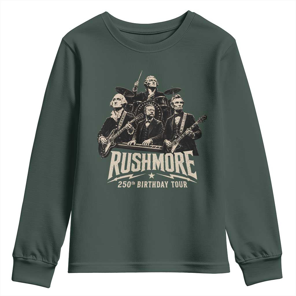 Rushmore 250th Birthday Tour Youth Sweatshirt Funny Presidents Rockstar Music