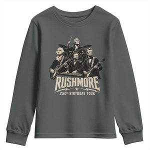 Rushmore 250th Birthday Tour Youth Sweatshirt Funny Presidents Rockstar Music