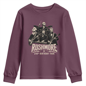 Rushmore 250th Birthday Tour Youth Sweatshirt Funny Presidents Rockstar Music