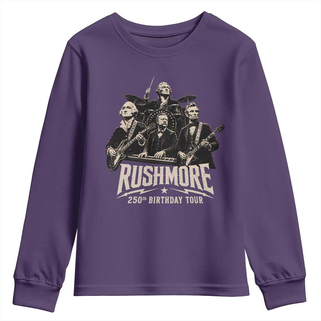 Rushmore 250th Birthday Tour Youth Sweatshirt Funny Presidents Rockstar Music