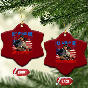 Hey Where The White Women At 4th of July Meme 70s Movie Ceramic Ornament