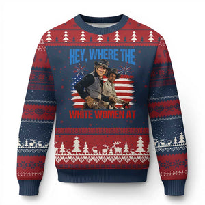 Hey Where The White Women At 4th of July Meme 70s Movie Ugly Christmas Sweater