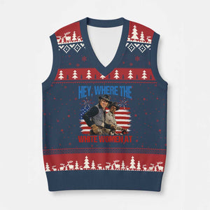 Hey Where The White Women At 4th of July Meme 70s Movie V-Neck Knit Sweater Vest
