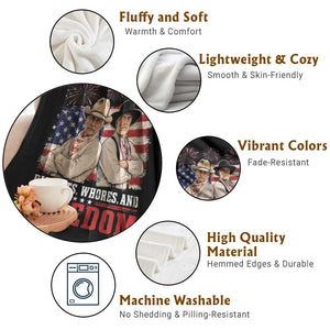 Biscuits Whores And Freedom Funny Western Cowboy 4th of July Throw Blanket