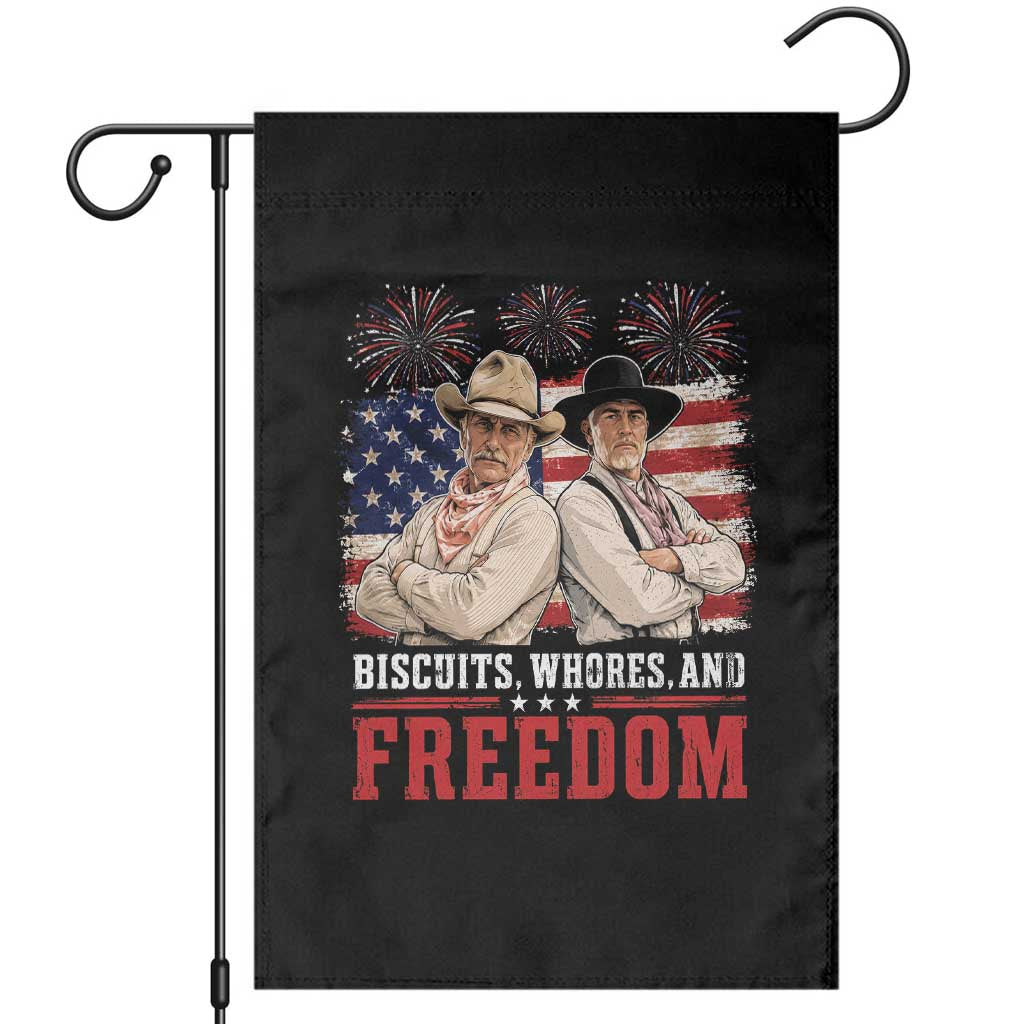 Biscuits Whores And Freedom Funny Western Cowboy 4th of July Garden Flag TS11 Black Print Your Wear