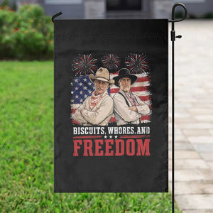 Biscuits Whores And Freedom Funny Western Cowboy 4th of July Garden Flag