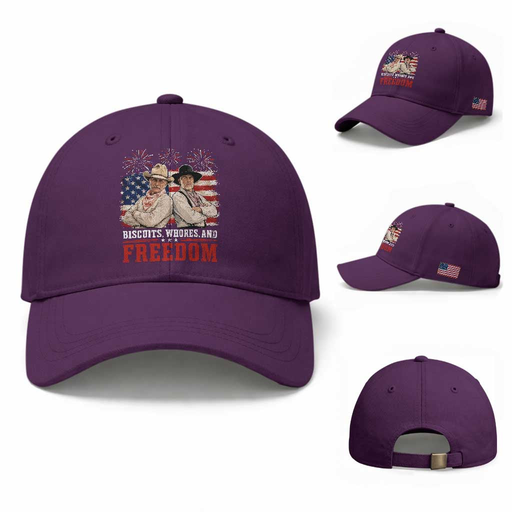Biscuits Whores And Freedom Funny Western Cowboy 4th of July Baseball Cap