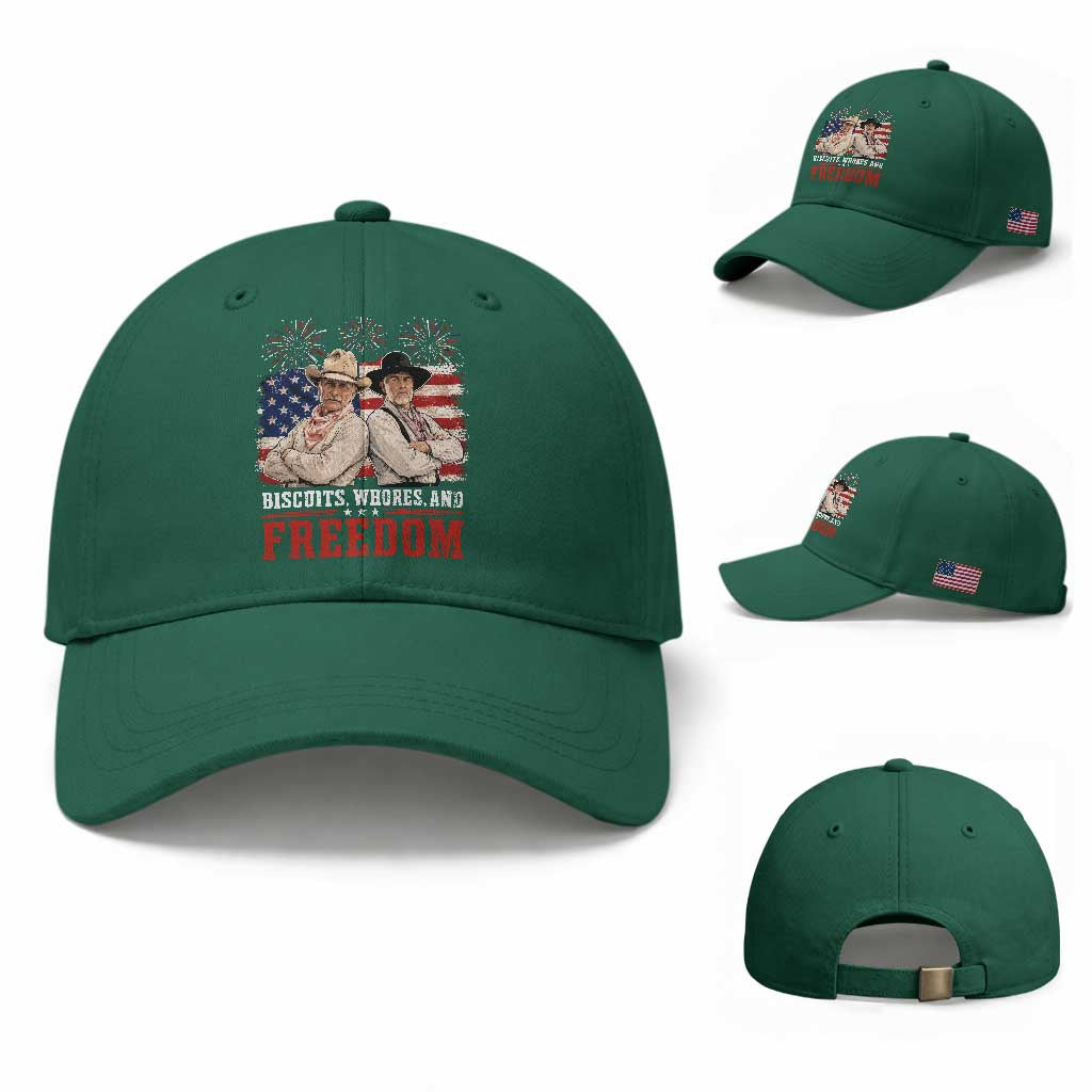 Biscuits Whores And Freedom Funny Western Cowboy 4th of July Baseball Cap
