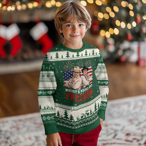 Biscuits Whores And Freedom Funny Western Cowboy 4th of July Ugly Christmas Sweater
