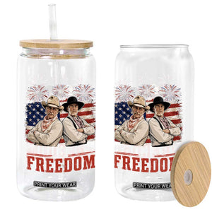 Biscuits Whores And Freedom Funny Western Cowboy 4th of July Glass Can
