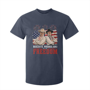 Biscuits Whores And Freedom Funny Western Cowboy 4th of July T Shirt For Kid