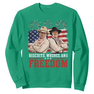Biscuits Whores And Freedom Funny Western Cowboy 4th of July Sweatshirt