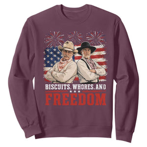Biscuits Whores And Freedom Funny Western Cowboy 4th of July Sweatshirt