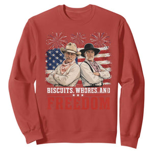 Biscuits Whores And Freedom Funny Western Cowboy 4th of July Sweatshirt