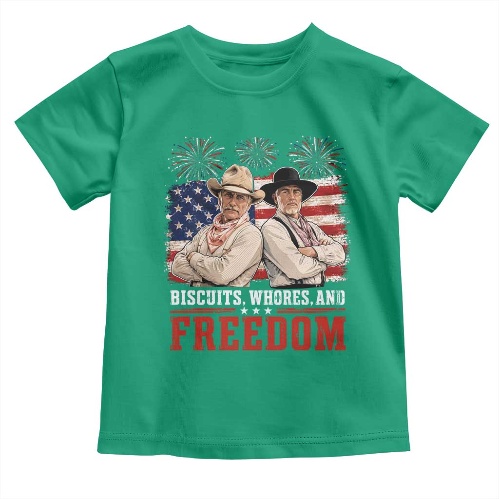 Biscuits Whores And Freedom Funny Western Cowboy 4th of July Toddler T Shirt