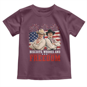 Biscuits Whores And Freedom Funny Western Cowboy 4th of July Toddler T Shirt
