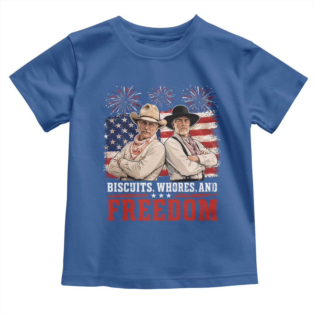 Biscuits Whores And Freedom Funny Western Cowboy 4th of July Toddler T Shirt