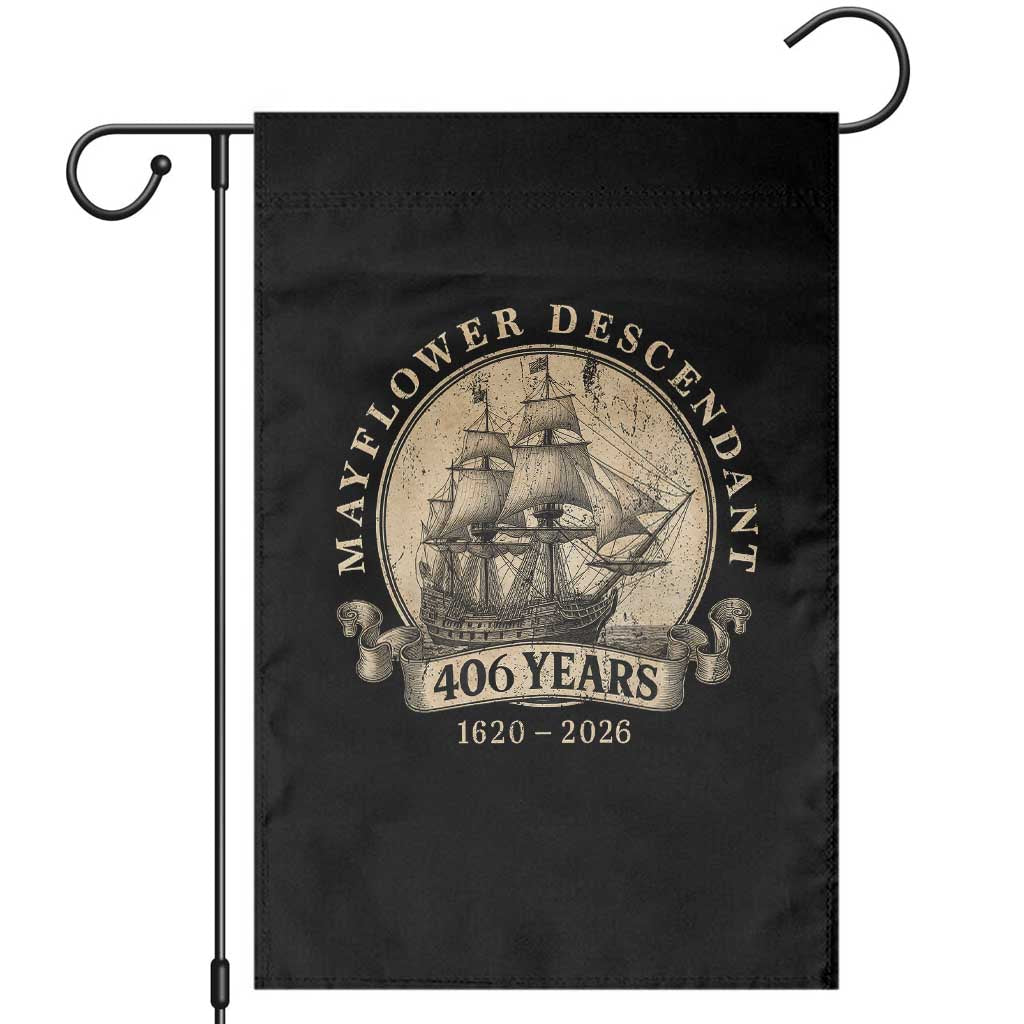Mayflower Descendant Garden Flag 406 Years Pilgrim Fathers Thanksgiving History TS11 Black Print Your Wear