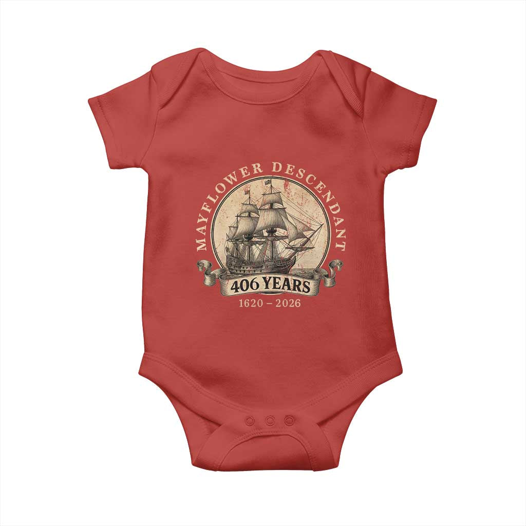 Mayflower Descendant Baby Onesie 406 Years Pilgrim Fathers Thanksgiving History