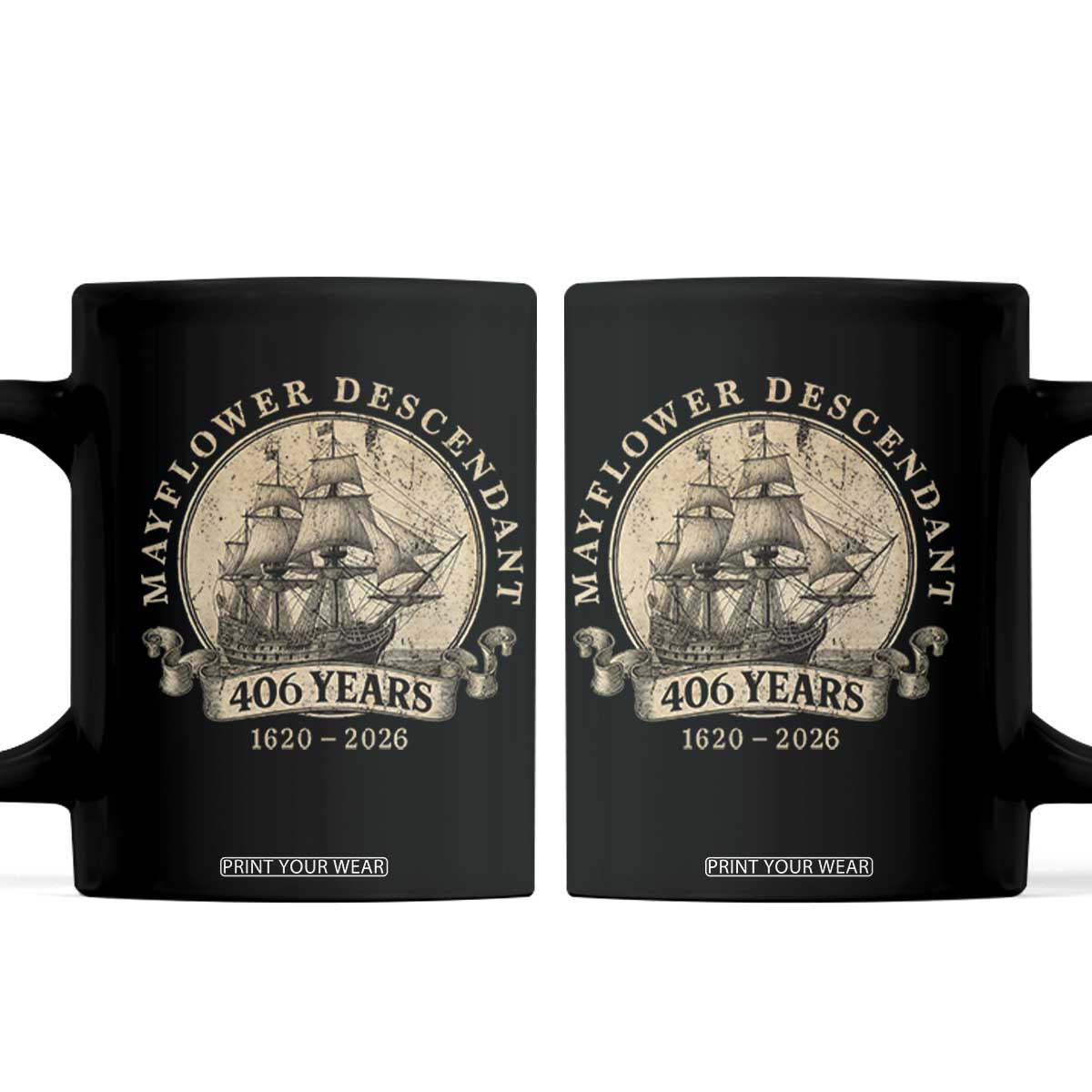 Mayflower Descendant Coffee Mug 406 Years Pilgrim Fathers Thanksgiving History