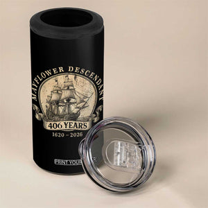 Mayflower Descendant 4 in 1 Can Cooler Tumbler 406 Years Pilgrim Fathers Thanksgiving History
