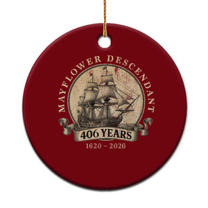 Mayflower Descendant Ceramic Ornament 406 Years Pilgrim Fathers Thanksgiving History