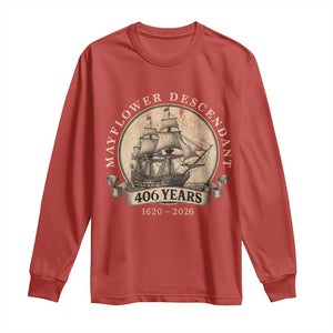 Mayflower Descendant Long Sleeve Shirt 406 Years Pilgrim Fathers Thanksgiving History