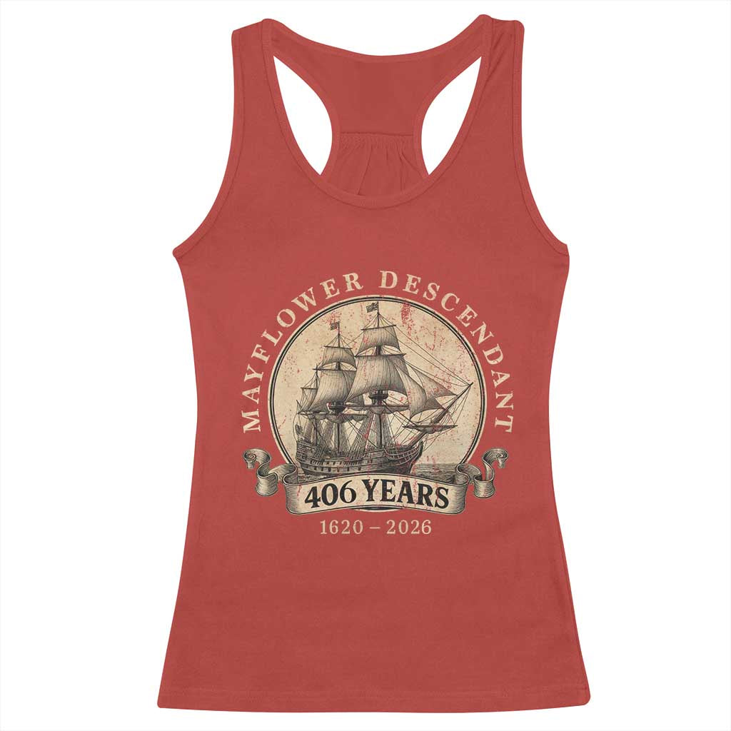 Mayflower Descendant Racerback Tank Top 406 Years Pilgrim Fathers Thanksgiving History