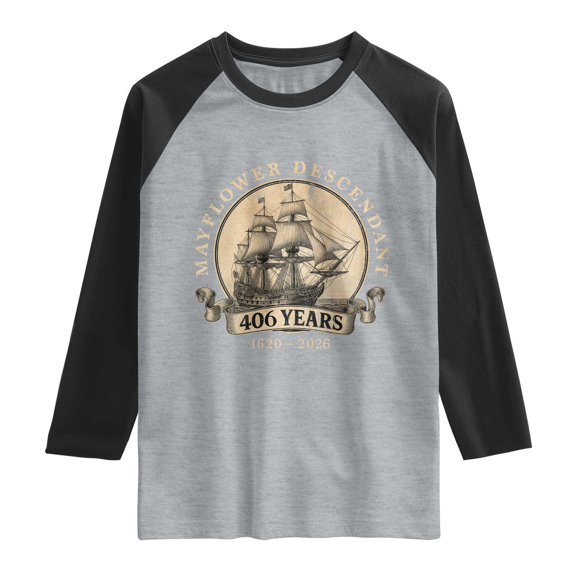Mayflower Descendant Raglan Shirt 406 Years Pilgrim Fathers Thanksgiving History