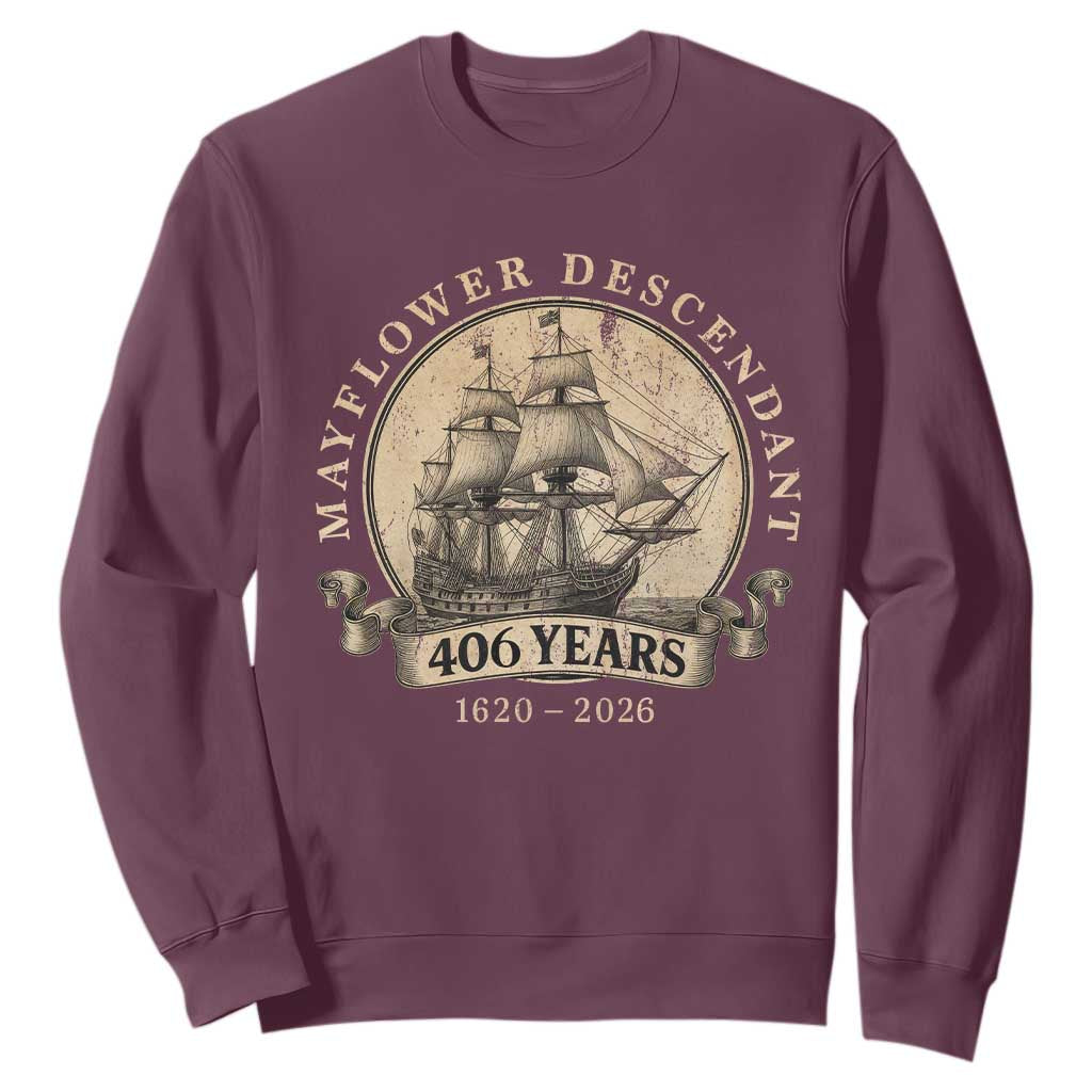 Mayflower Descendant Sweatshirt 406 Years Pilgrim Fathers Thanksgiving History
