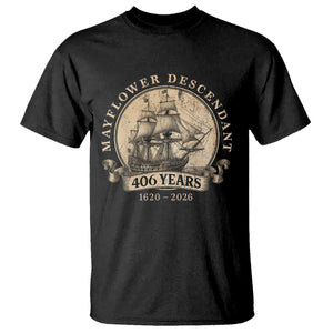 Mayflower Descendant T Shirt 406 Years Pilgrim Fathers Thanksgiving History