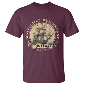 Mayflower Descendant T Shirt 406 Years Pilgrim Fathers Thanksgiving History