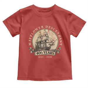 Mayflower Descendant Toddler T Shirt 406 Years Pilgrim Fathers Thanksgiving History