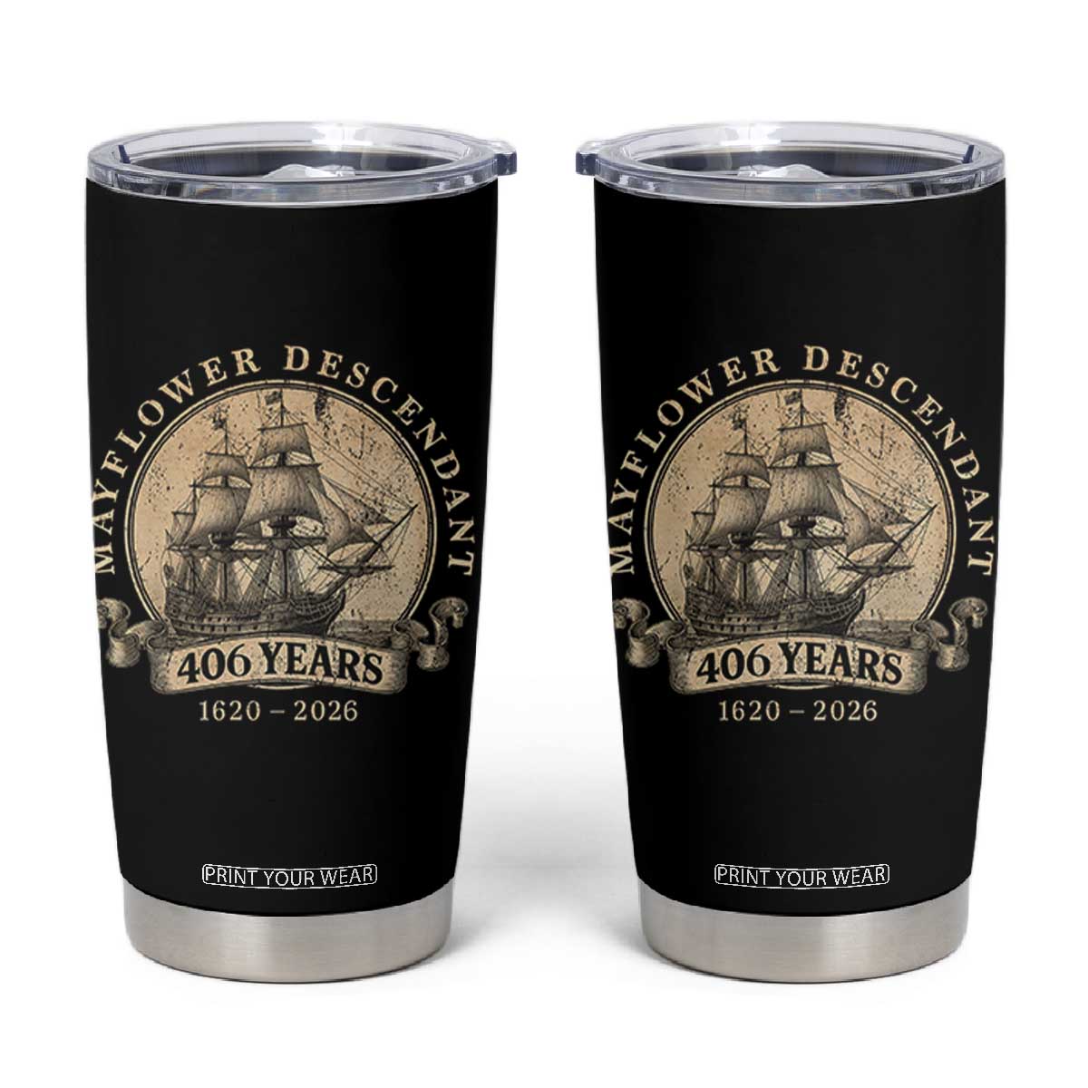 Mayflower Descendant Tumbler Cup 406 Years Pilgrim Fathers Thanksgiving History