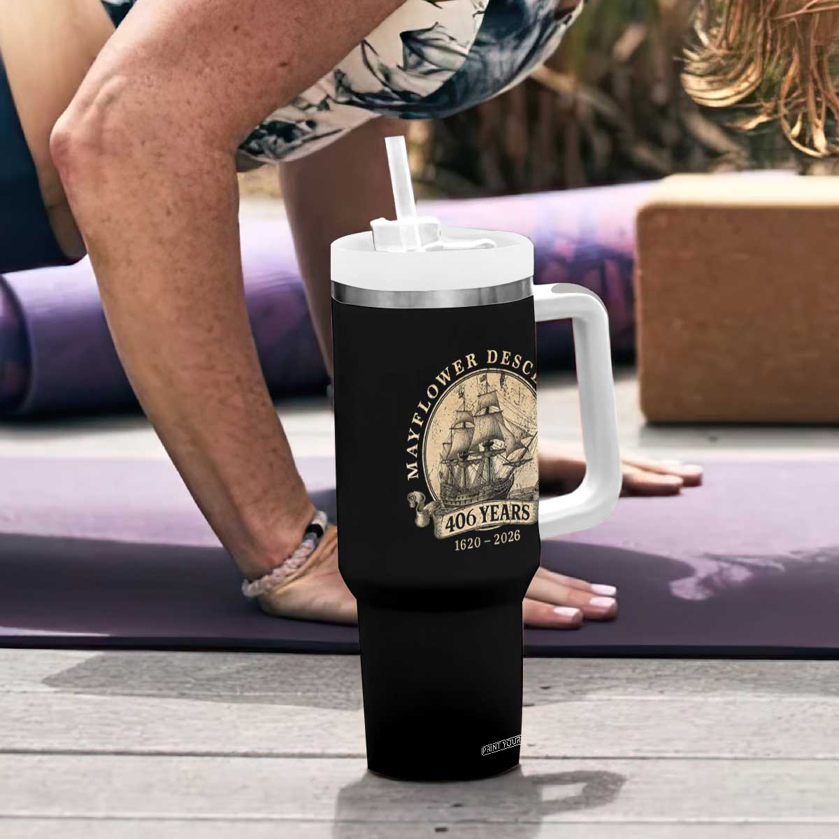 Mayflower Descendant Tumbler With Handle 406 Years Pilgrim Fathers Thanksgiving History