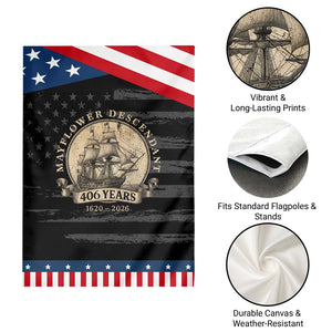 Mayflower Descendant Patriotic Garden Flag 406 Years Pilgrim Fathers Thanksgiving History