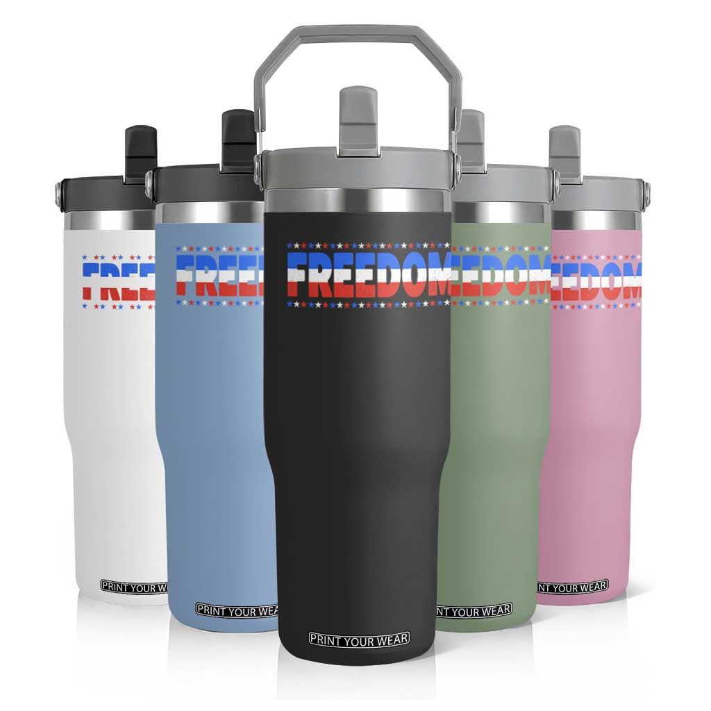 Freedom Funny 4th of July Couple Matching Flip Straw Tumbler