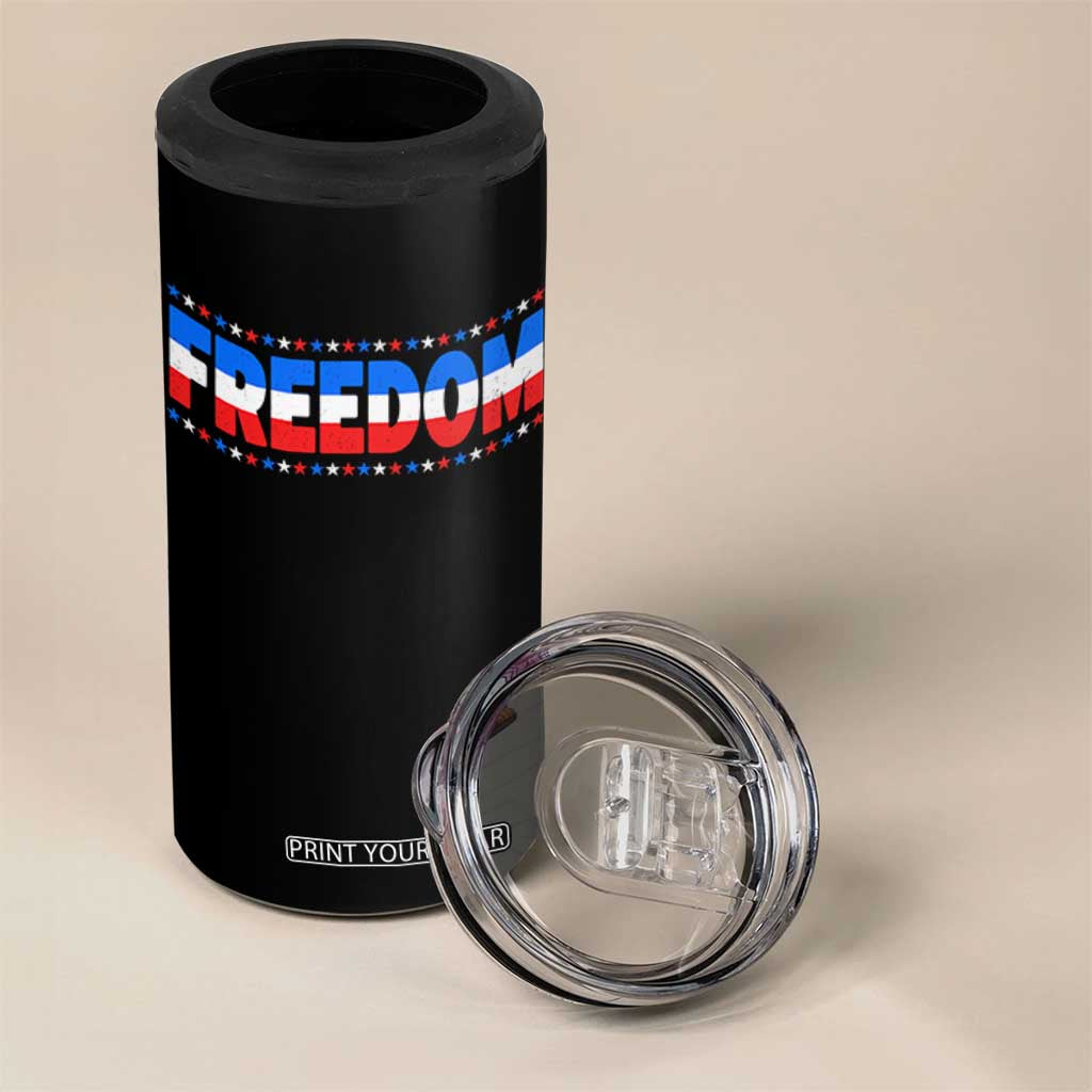 Freedom Funny 4th of July Couple Matching 4 in 1 Can Cooler Tumbler