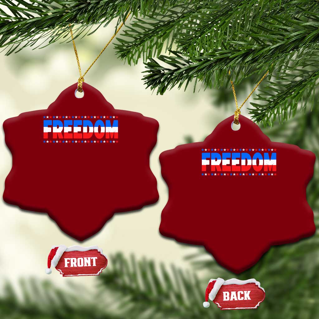 Freedom Funny 4th of July Couple Matching Ceramic Ornament