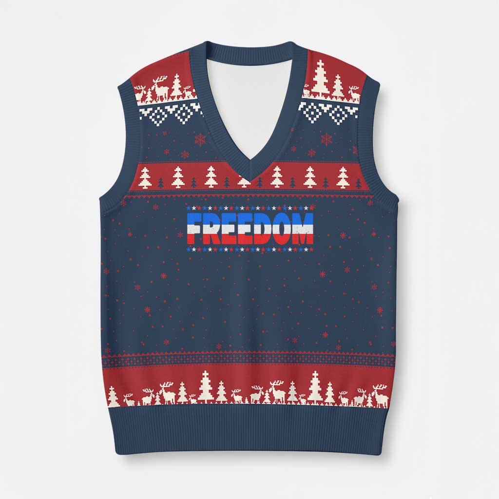 Freedom Funny 4th of July Couple Matching V-Neck Knit Sweater Vest