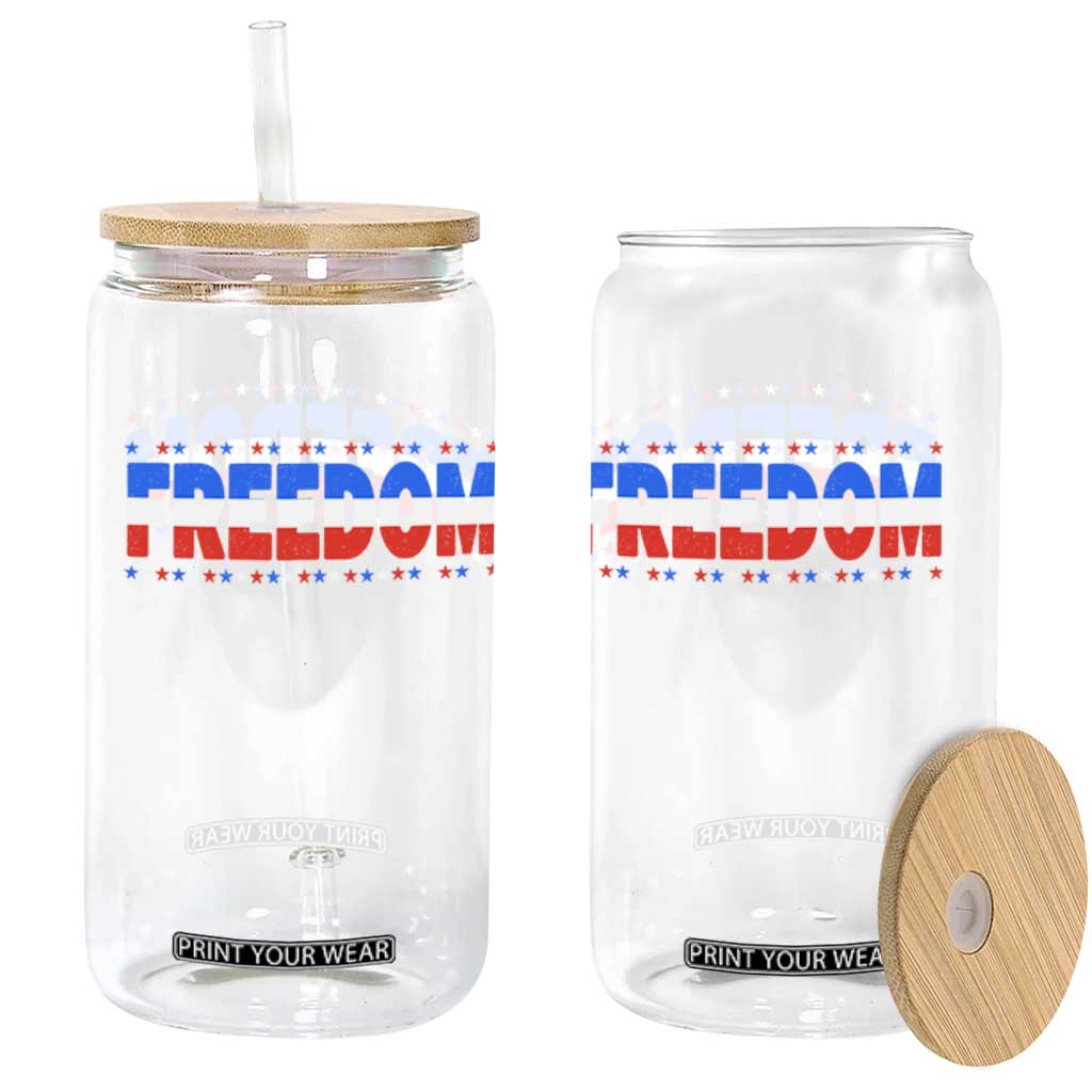 Freedom Funny 4th of July Couple Matching Glass Can