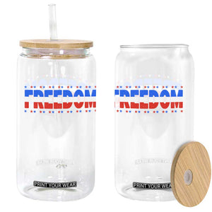 Freedom Funny 4th of July Couple Matching Glass Can
