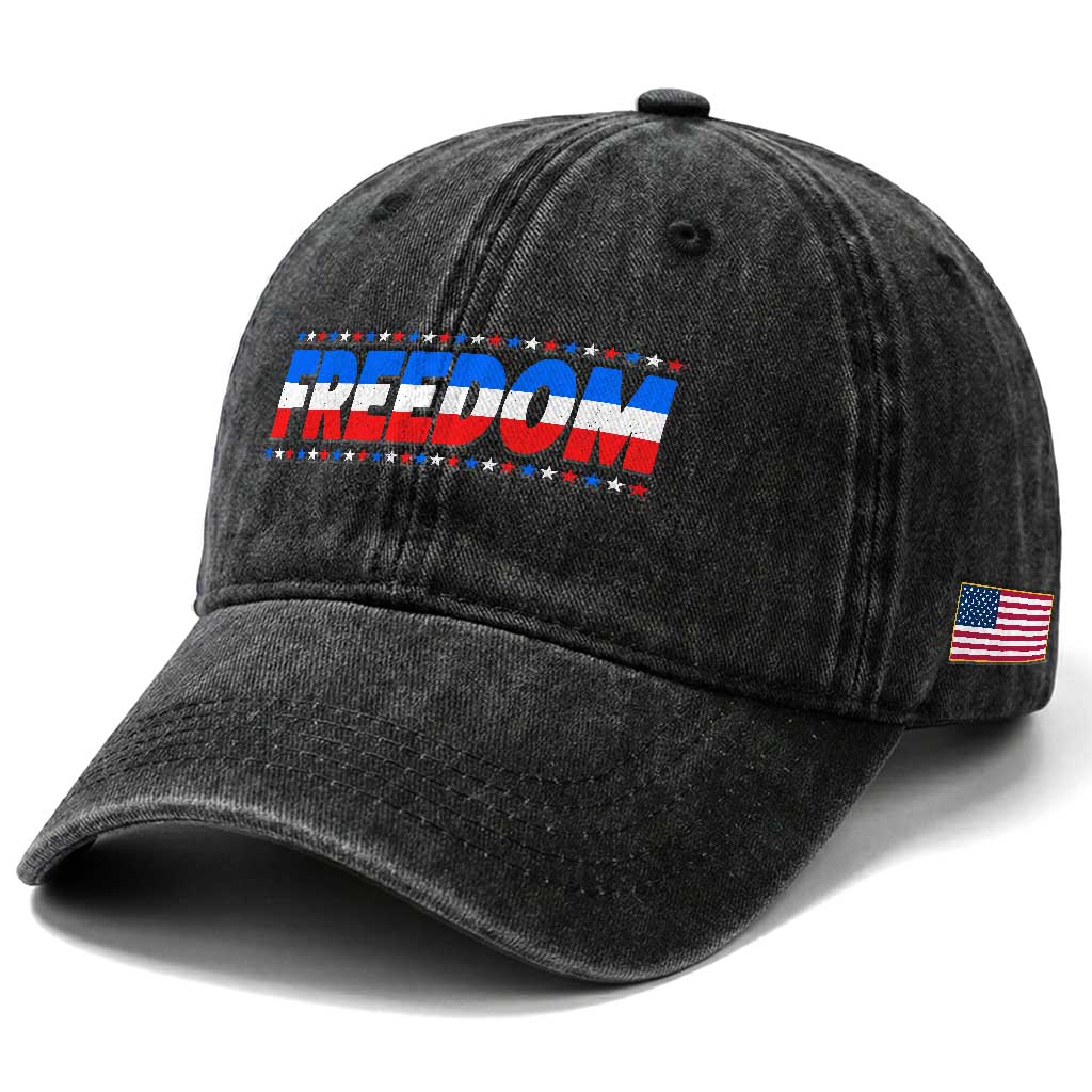 Freedom Funny 4th of July Couple Matching Washed Cotton Baseball Cap