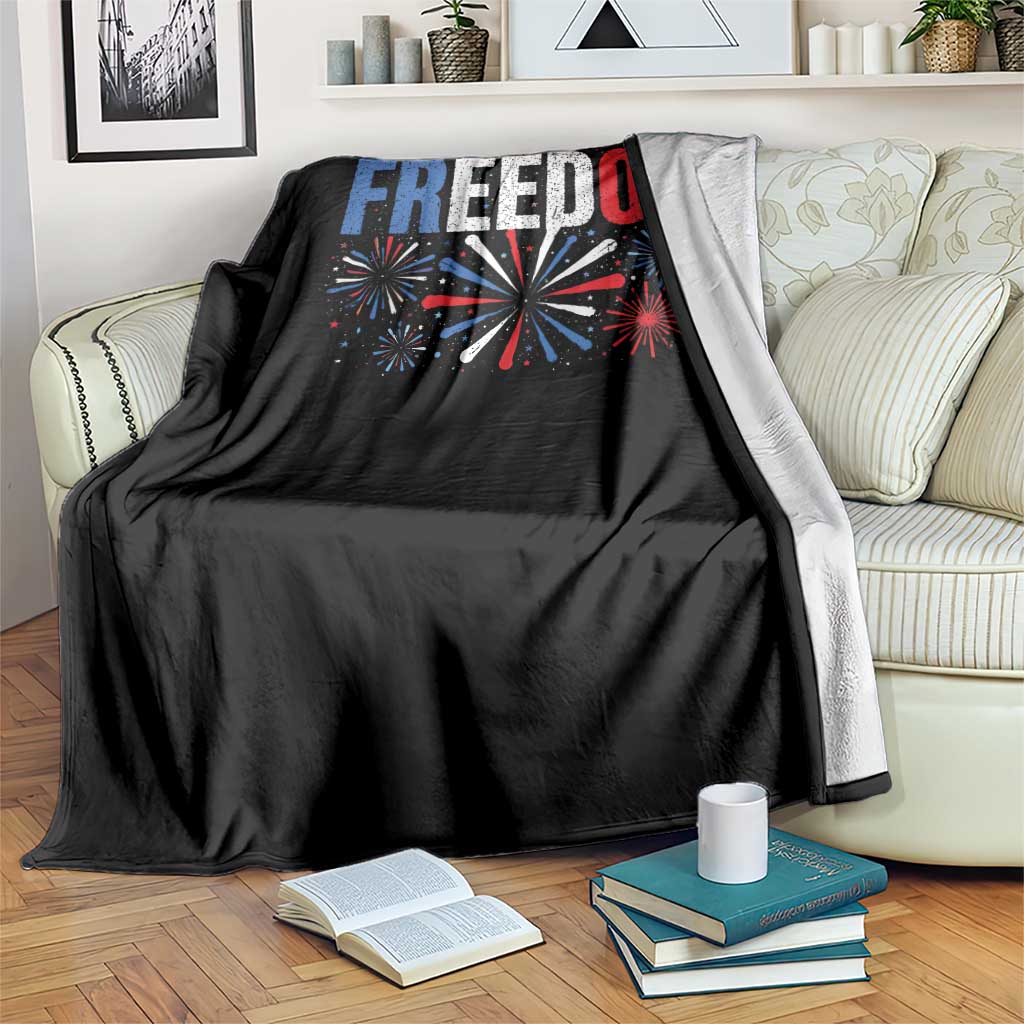 Freedom Funny 4th of July Couple Matching Throw Blanket US Fireworks