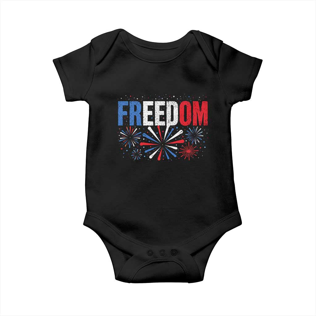 Freedom Funny 4th of July Couple Matching Baby Onesie US Fireworks