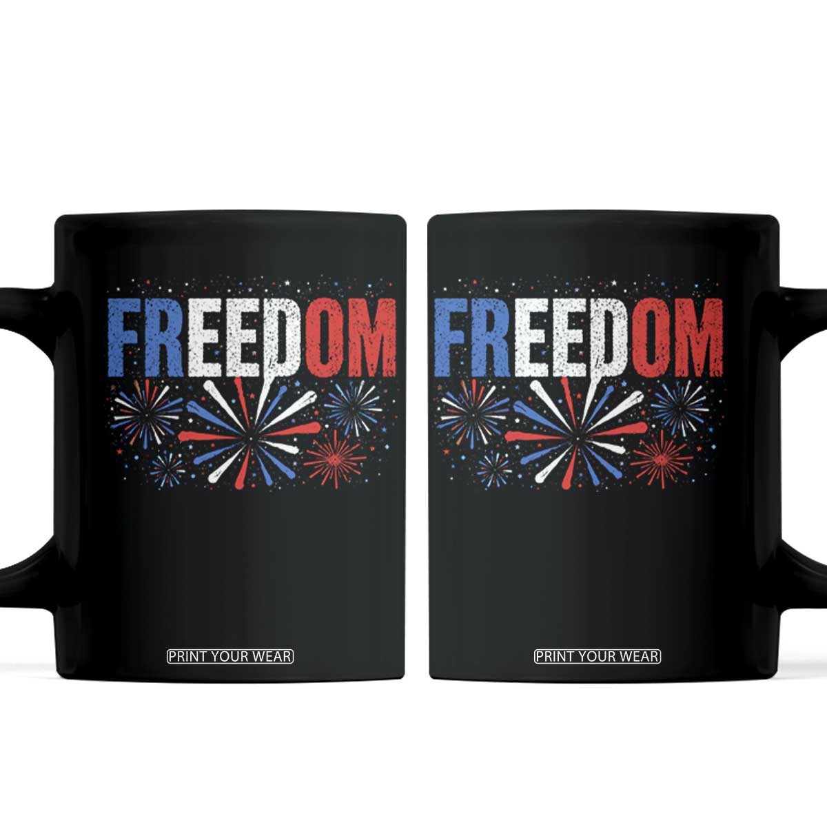 Freedom Funny 4th of July Couple Matching Coffee Mug US Fireworks