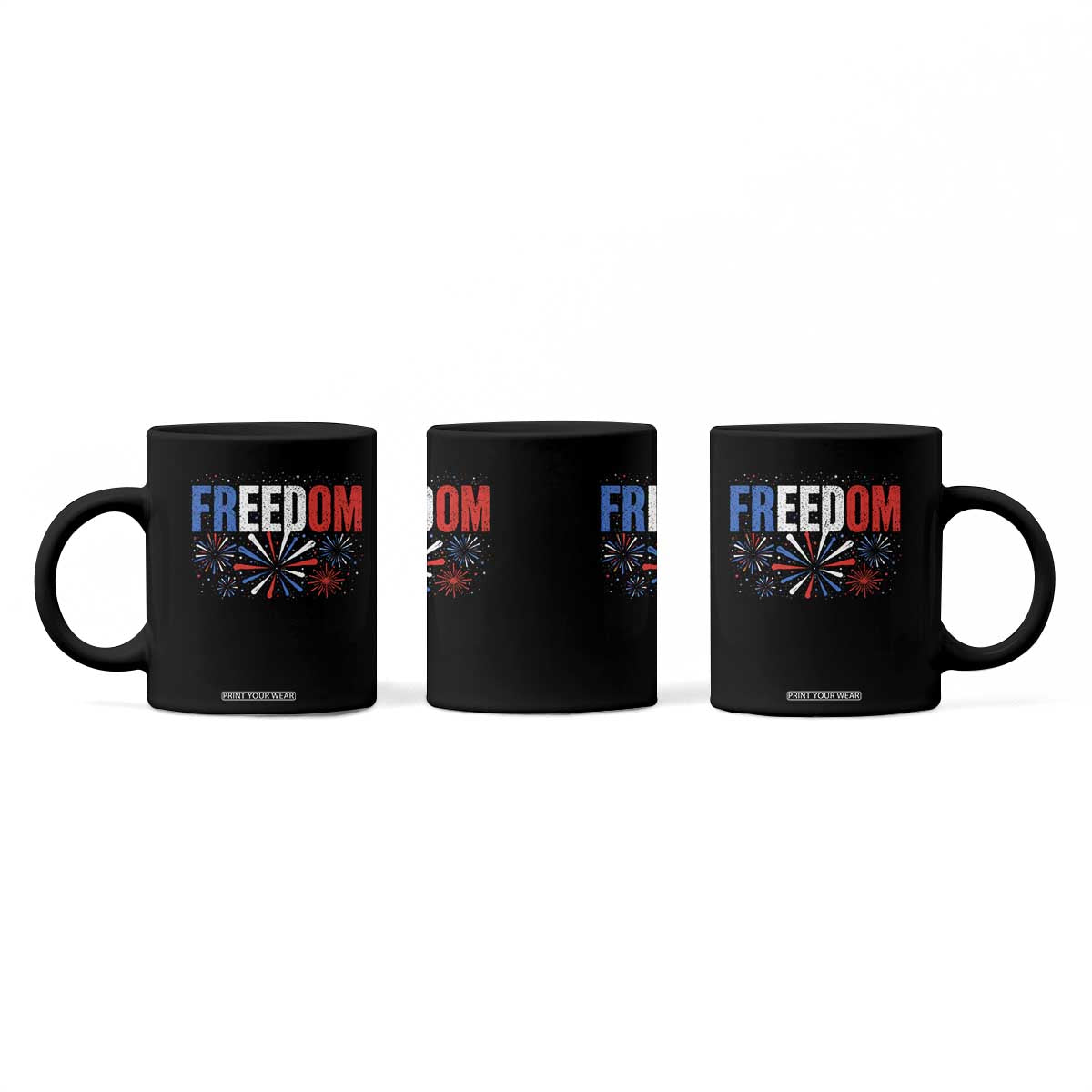 Freedom Funny 4th of July Couple Matching Coffee Mug US Fireworks
