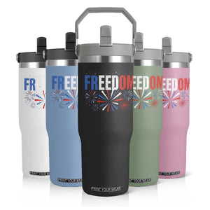 Freedom Funny 4th of July Couple Matching Flip Straw Tumbler US Fireworks