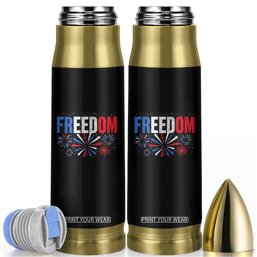 Freedom Funny 4th of July Couple Matching Bullet Tumbler US Fireworks TS11 Black Print Your Wear