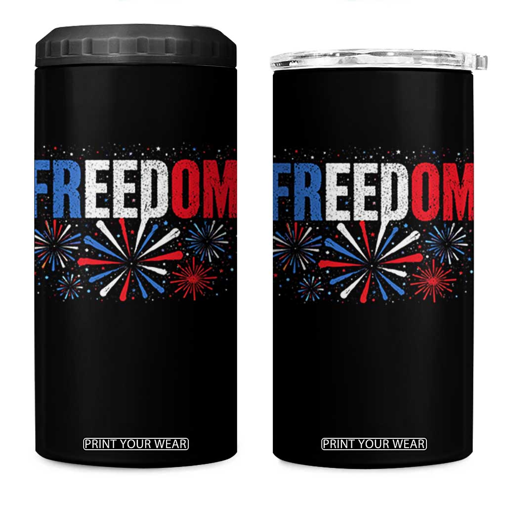 Freedom Funny 4th of July Couple Matching 4 in 1 Can Cooler Tumbler US Fireworks